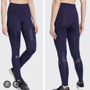 ALO Yoga Navy Blue Moto High Rise Leggings Pants M Mesh Inserts Perfect cond